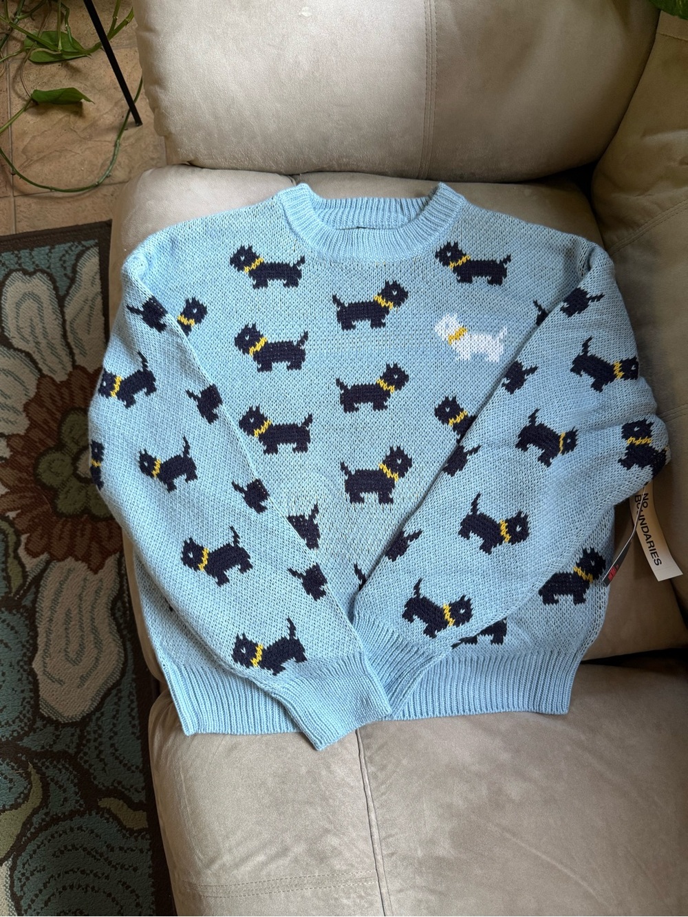 Stranger Things Blue Scottie Dog Sweater -NWT